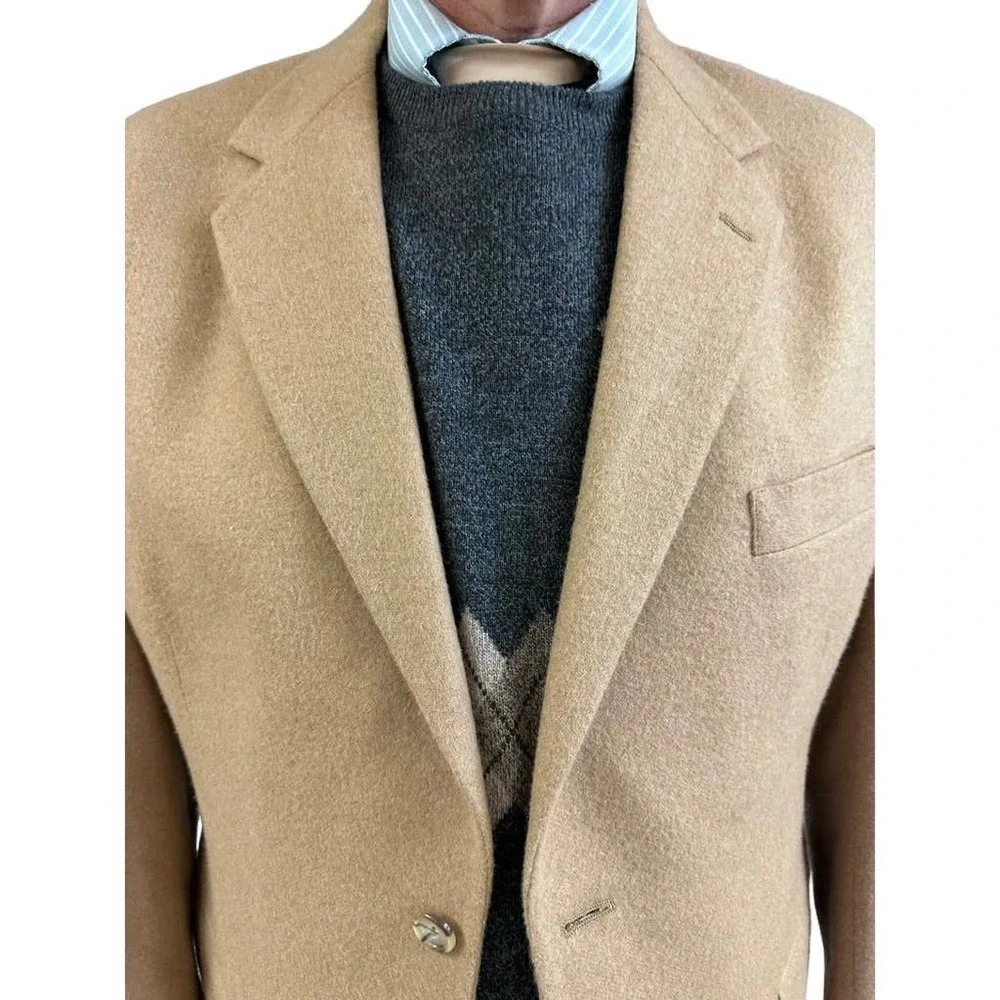 VTG CLAIBORNE Mens 100% Camel Hair Sport Coat Blazer 44R